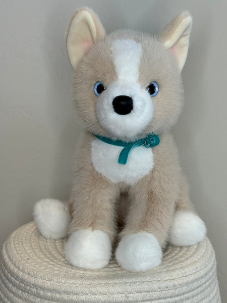 Pookie Pomsky Large - Soft Douglas Cuddle Toy -Turquoise Velvet