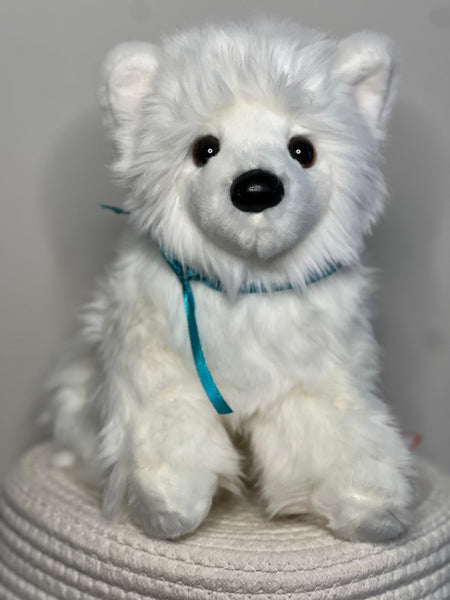 Opo White Pomeranian - Douglas Cuddle Toy - Turquoise