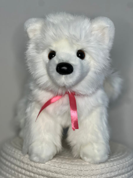 Opo White Pomeranian - Douglas Cuddle Toy - Dark Pink